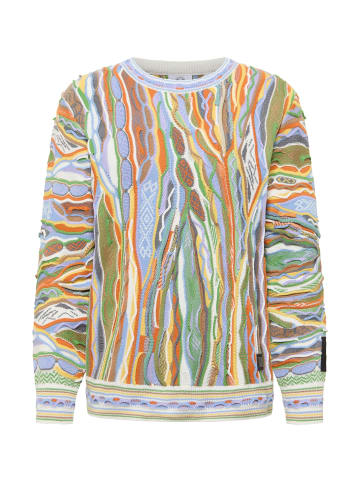 Carlo Colucci Rundhalspullover Fanti in Weiß / Mehrfarbig