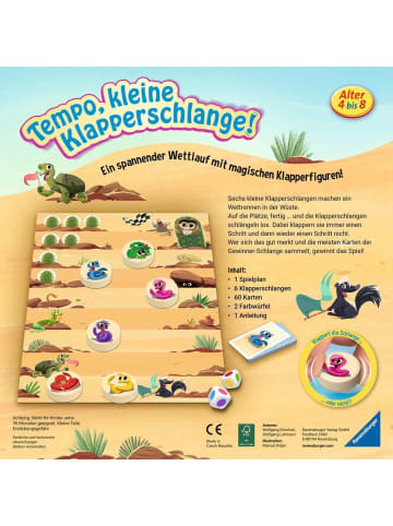 Ravensburger Würfelspiel Tempo, kleine Klapperschlange! - Kinderspiel ab 4 Jahre 4-8 Jahre in bunt