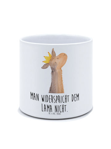 Mr. & Mrs. Panda Großer Blumenkübel Lamakopf König mit Spruch in Weiß