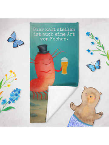 Mr. & Mrs. Panda Strandtuch Hummer Weizen Design mit Spruch in Weiß