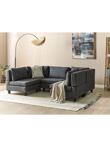 Beliani 5-tlg Modulsofa UNSTAD in Grau/Schwarz