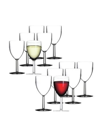 Mepal 12er Set Kunststoff Rot- und Weißweingläser 300 ml + 200 ml transparent in transparent