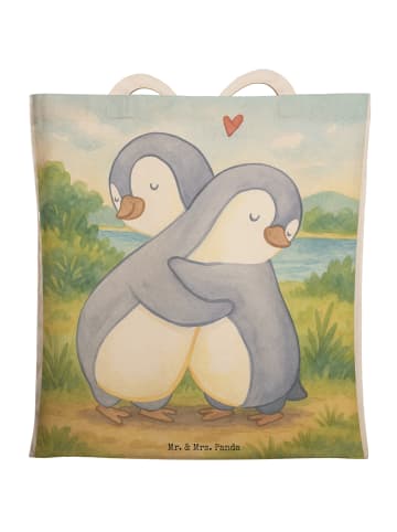 Mr. & Mrs. Panda Einkaufstasche Pinguine Kuscheln Design ohne Sp... in Weiß
