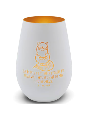 Mr. & Mrs. Panda Teelichthalter Roter Panda mit Spruch in Weiß