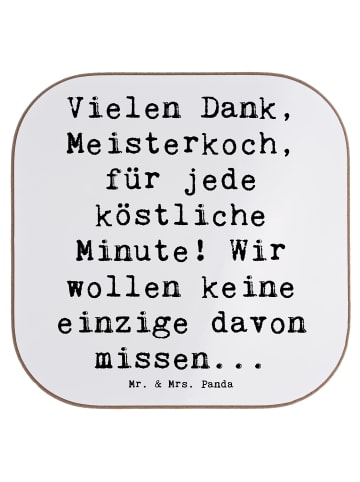 Mr. & Mrs. Panda Glas-Untersetzer Spruch Danke Koch mit Spruch in Weiß