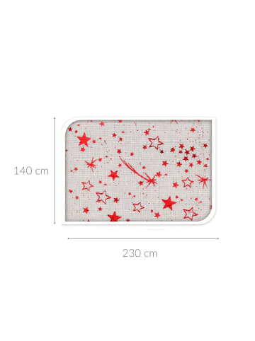Home&Styling Collection Weihnachten Tischdecke Kleine Sterne weiß rot in Weiß, (B) 140 x (L) 230 cm