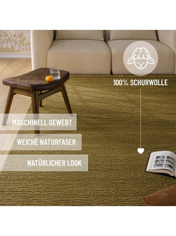 Wecon Home Wollteppich Castello ONE in oliv grün