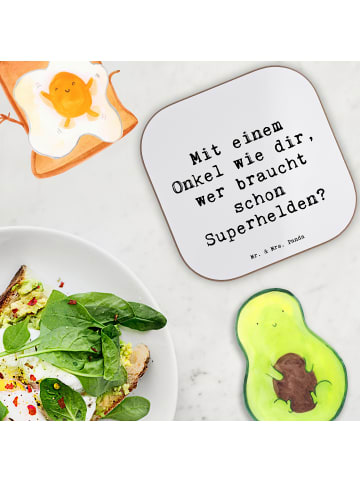 Mr. & Mrs. Panda Glasuntersetzer Spruch Super-Onkel mit Spruch in Weiß