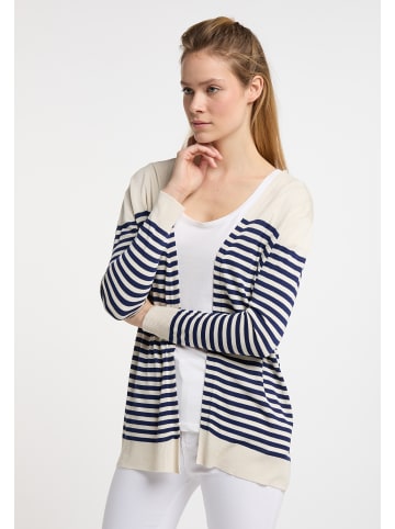 DreiMaster Maritim Cardigan in Wollweiss Marine