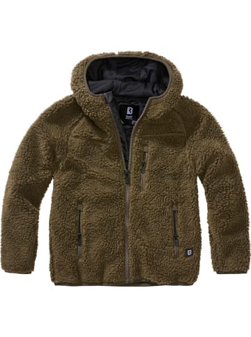 Brandit Kinder Fleecejacke/Fleecepullover "Kids Teddyfleece Jacket Hooded" in Grün
