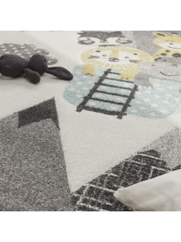 KADIMA DESIGN Kinderteppich Ballon mit Tieren Kinderzimmer in Creme