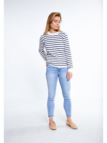 DreiMaster Damen Strick Pullover in Wollweiss Marine