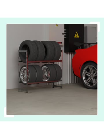 relaxdays Reifenregal in Silber - (B)110 x (H)100 x (T)35 cm