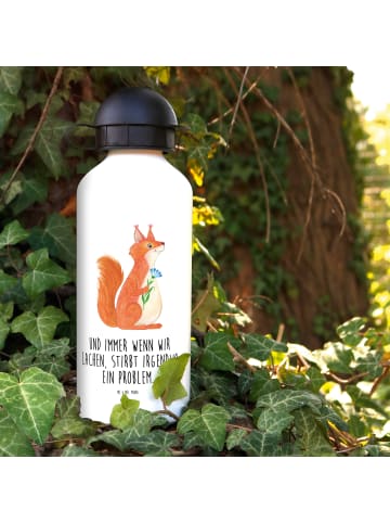 Mr. & Mrs. Panda Kindertrinkflasche Eichhörnchen Blume mit Spruch in Weiß