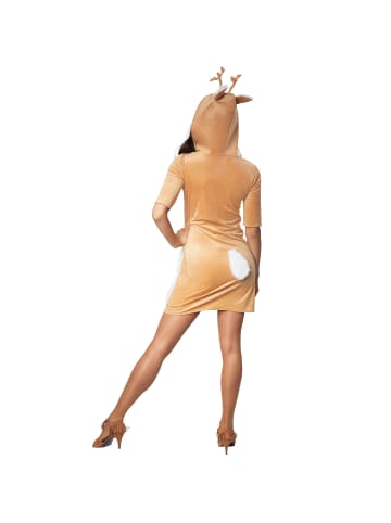 tectake Overall aus hellbraunem Plüschstoff, beige/weiß