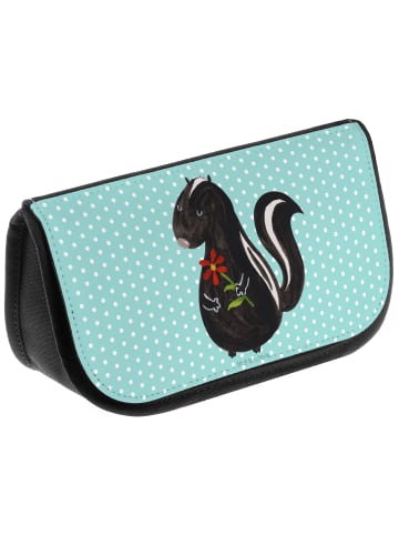 Mr. & Mrs. Panda Kosmetiktasche Stinktier Blume ohne Spruch in Türkis Pastell