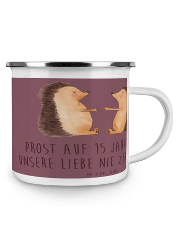 Mr. & Mrs. Panda Camping Emaille Tasse 15. Hochzeitstag Gläserne... in Kaffa Coffee