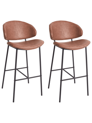 Beliani 2-tlg Barhocker KIANA in Braun/Schwarz