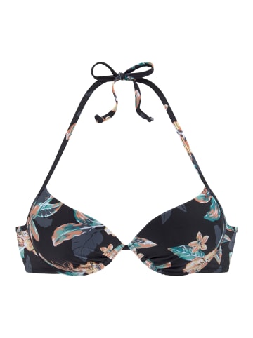 Venice Beach Push-Up-Bikini-Top in schwarz-bedruckt