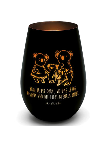 Mr. & Mrs. Panda Windlicht Glas Koala Familie mit Spruch in Schwarz