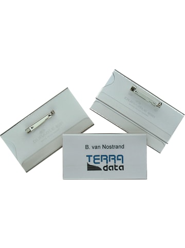 Durable Namensschild 40x75mm quer mit Nadel Packung mit 100 Stück