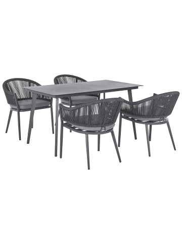 Beliani 5-tlg Gartentisch Set MILETO in Grau