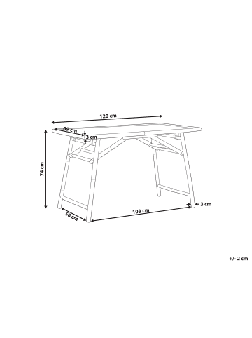 Beliani Klappbarer Tisch MOLISE in Braun - (W) 69 x (H) 74 x (L) 120 cm