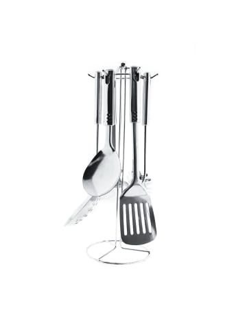 Cheffinger Stainless Steel 7-teiliges Set Küchenhelfer inkl. Aufsteller in Grau