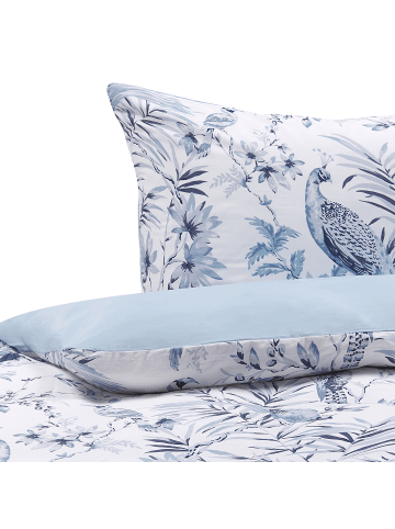 Beliani Bettwäsche-Set BALLARD in Blau/Grau/Weiß - (W) 135 x (H) 1 x (L) 200 cm