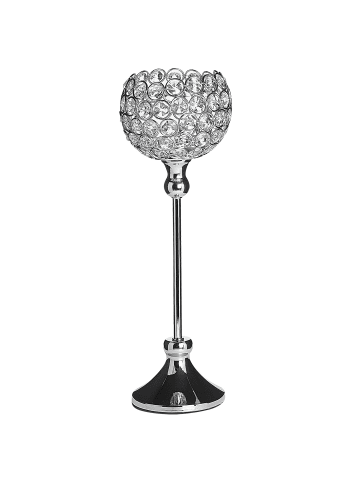 Beliani Kerzenständer ESTERNAY in Silber - (W) 13 x (H) 27 x (L) 13 cm