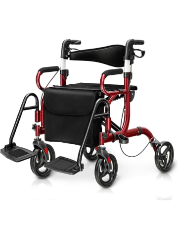 COSTWAY Rollator faltbar und leicht mit Sitz in Rot