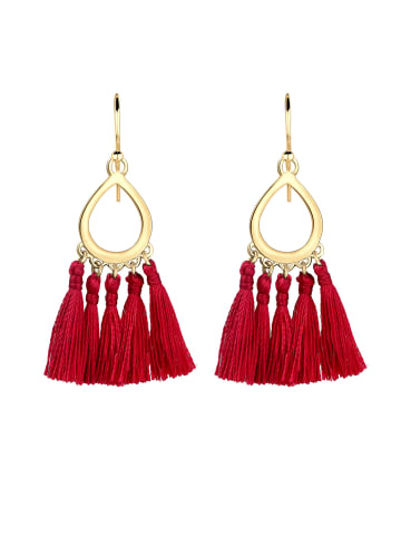 Elli Ohrringe 925 Sterling Silber Tassel, Boho in Rot