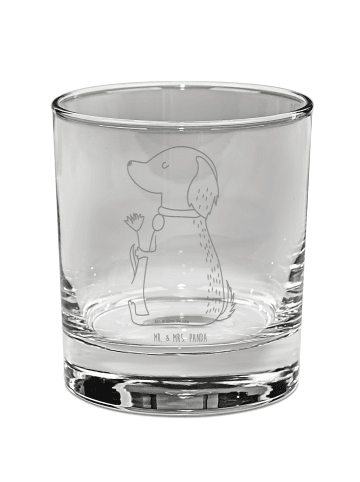 Mr. & Mrs. Panda Whiskey Glas Hund Blume ohne Spruch in Transparent