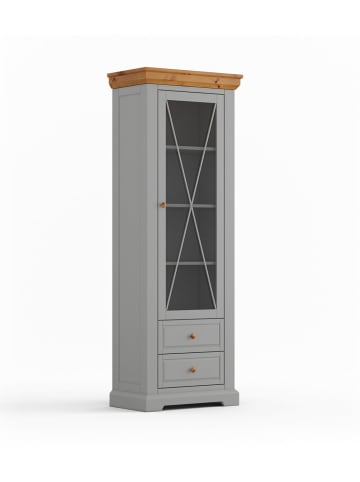 Feldmann-Wohnen Standvitrine Marone Elite Grau / Kiefer Natur 70 / 41 / 200cm