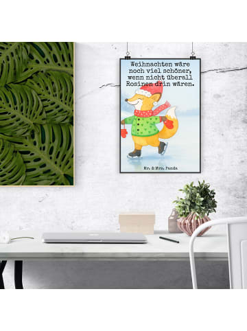 Mr. & Mrs. Panda Wandbild Fuchs Schlittschuhe Design mit Spruch in Weiß