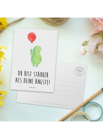 Mr. & Mrs. Panda Postkarte Angst überwinden mit Spruch in Weiß