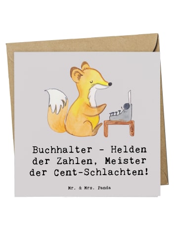 Mr. & Mrs. Panda Klappkarte Buchhalter Helden mit Spruch in Grau Pastell