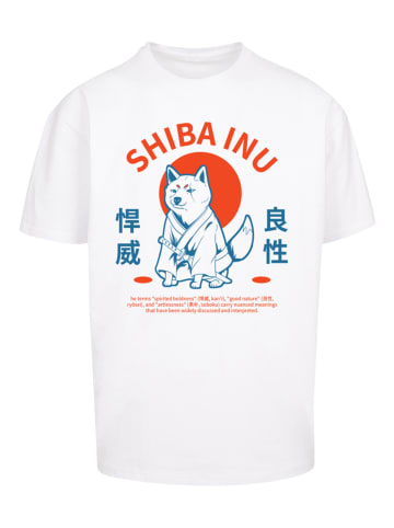 F4NT4STIC Heavy Oversize T-Shirt Japanischer Shiba Inu Hund in weiß