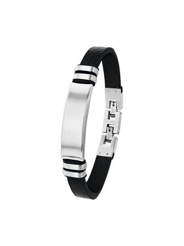 Tom Tailor Identarmband Edelstahl, Kautschuk, Leder in silber