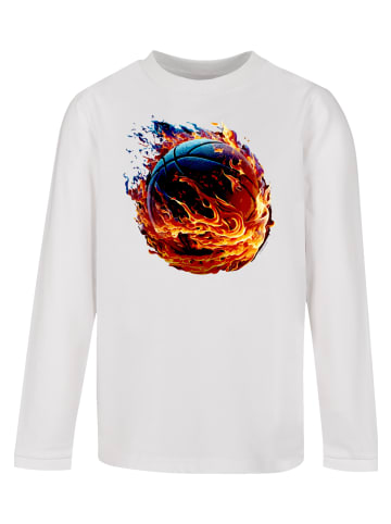 F4NT4STIC Longsleeve Shirt Basketball on fire in weiß