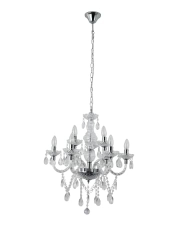 SalesFever Kronleuchter modern 9-flammig Metallgestell und Acryl-Glas-Behang in Transparent