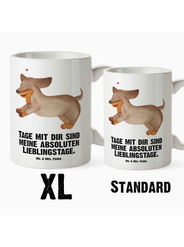 Mr. & Mrs. Panda XL Tasse Hund Dackel mit Spruch in Weiß