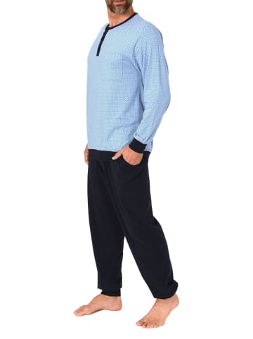 NORMANN Langarm Schlafanzug Pyjama Bündchen Alloverprint 125 101 90 514 in hellblau