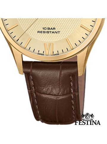 Festina Analog-Armbanduhr Festina Swiss Made braun groß (ca. 40mm)