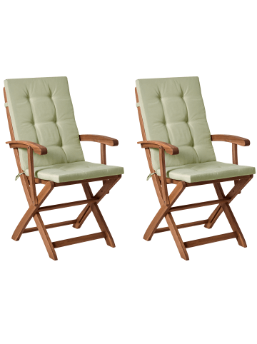 Beliani 2er-Set Gartenstuhl MAUI PREMIUM in Heller Holzfarbton/Grün