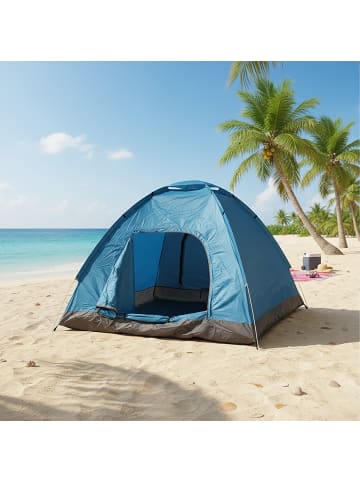 relaxdays Popup Strandzelt in Blau - (B)200 x (H)135 x (T)200 cm