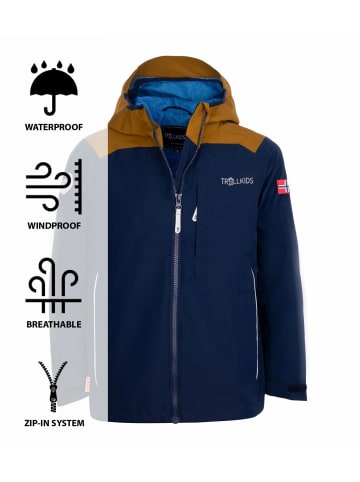 Trollkids Regenjacke "Bergen" in Bronze/Marineblau