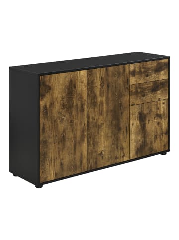 en.casa Sideboard Paarl mit 3 Türen in Braun (H)74cm (B)117cm (T)36cm