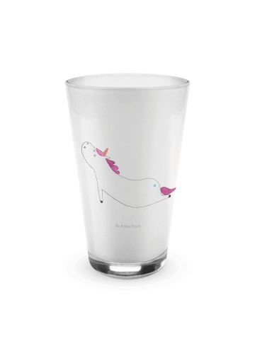 Mr. & Mrs. Panda Latte Macchiato Glas Einhorn Yoga ohne Spruch in Transparent