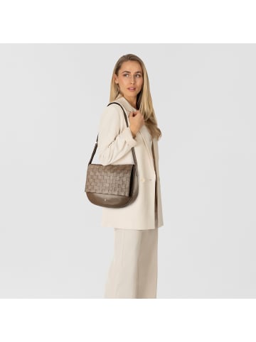 DuDu Umhängetasche Leder 34 cm in taupe